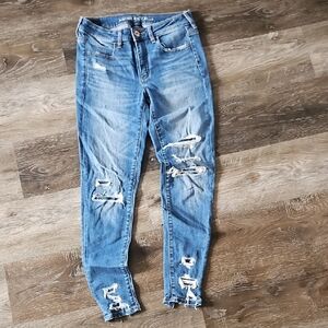 American Eagle Outfitters Ripped Blue Skinny Jeans